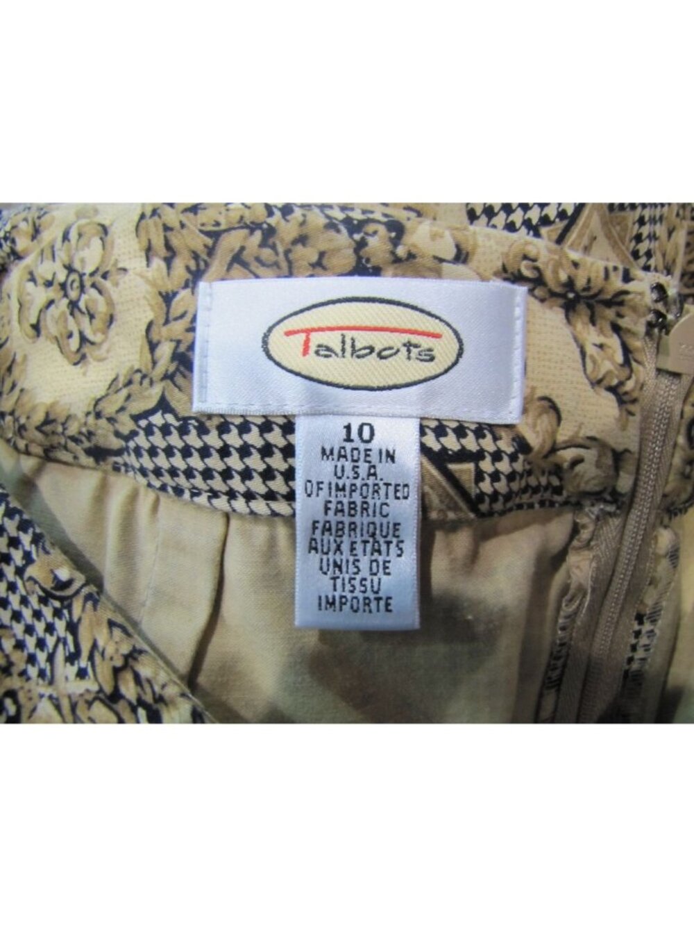 Women 10 Preppy Old Money Pencil Skirt Modest Houndstooth 90s Retro Ornate Earth - Picture 7 of 10